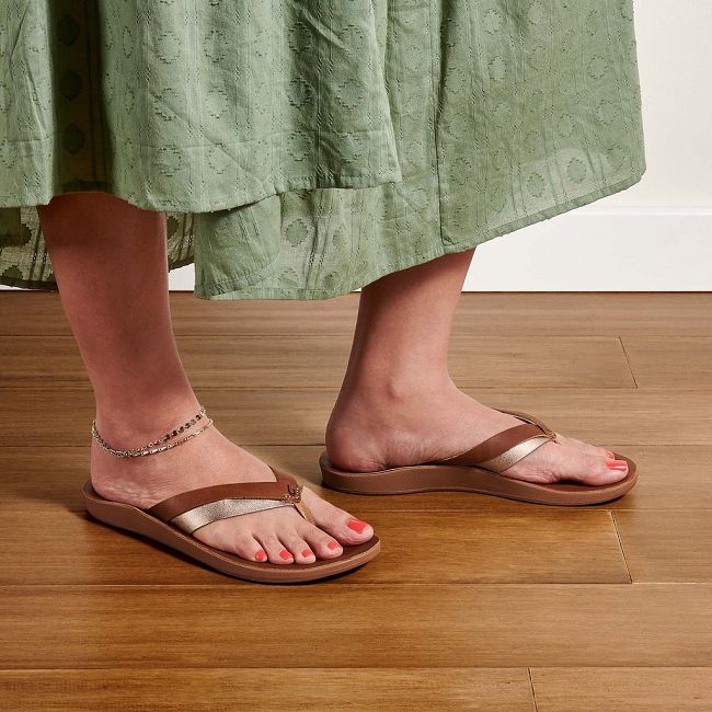 Sandalias Olukai Kaekae - Chanclas Mujer Cafes 20029-867